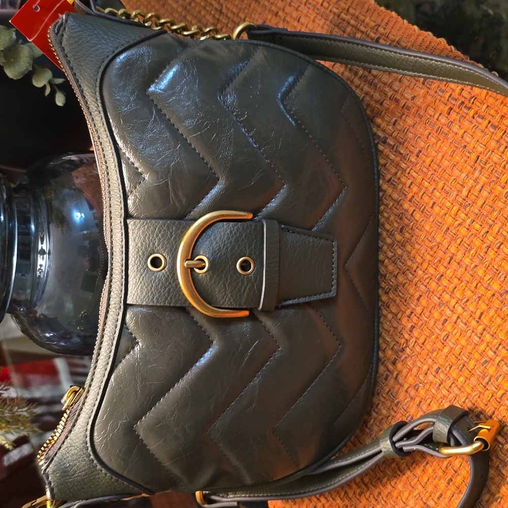 ROSETTI BRAND WOMEN'S OLIVE GREEN "QUILTED LOOK" CROSSBODY PURSE